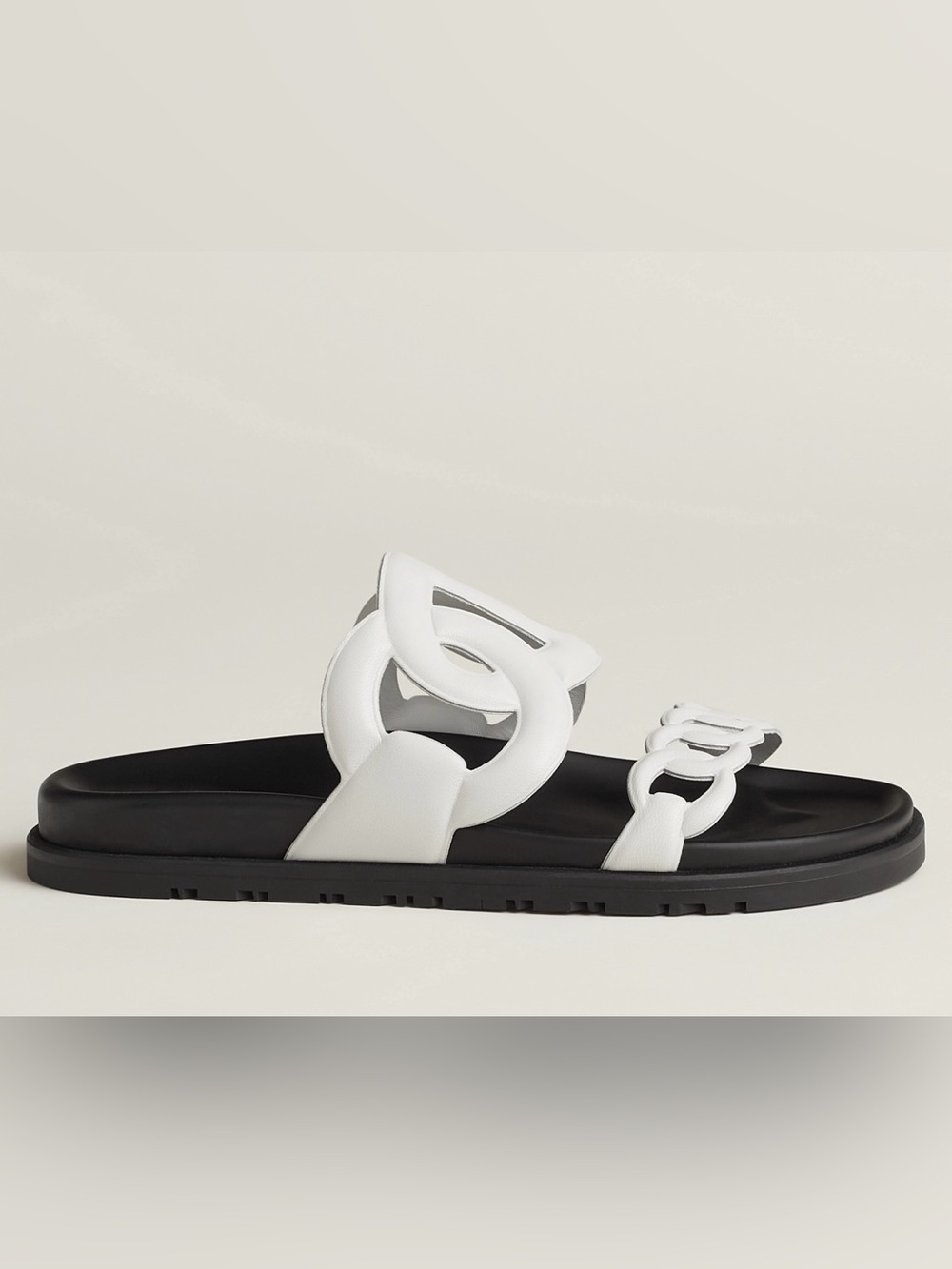 Hermes Extra White Chain-Link Slide Sandals - Picture 5 of 13